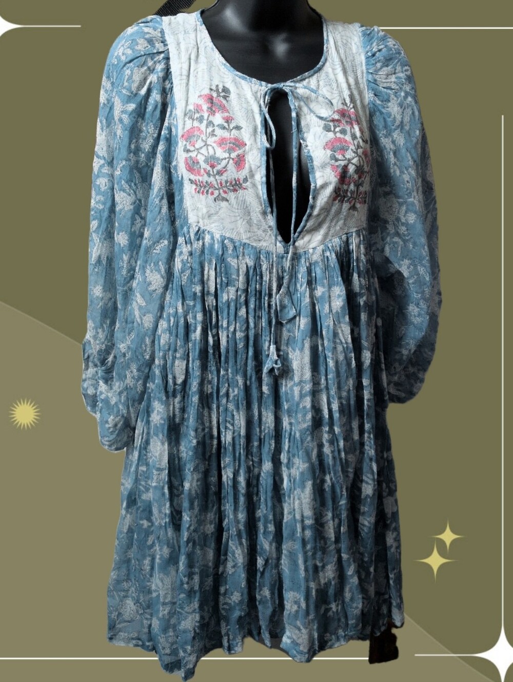 ✨Jaya Mini Dress in Juniper by the slow-fashion brand Daughters of India size XS - Picture 1 of 9